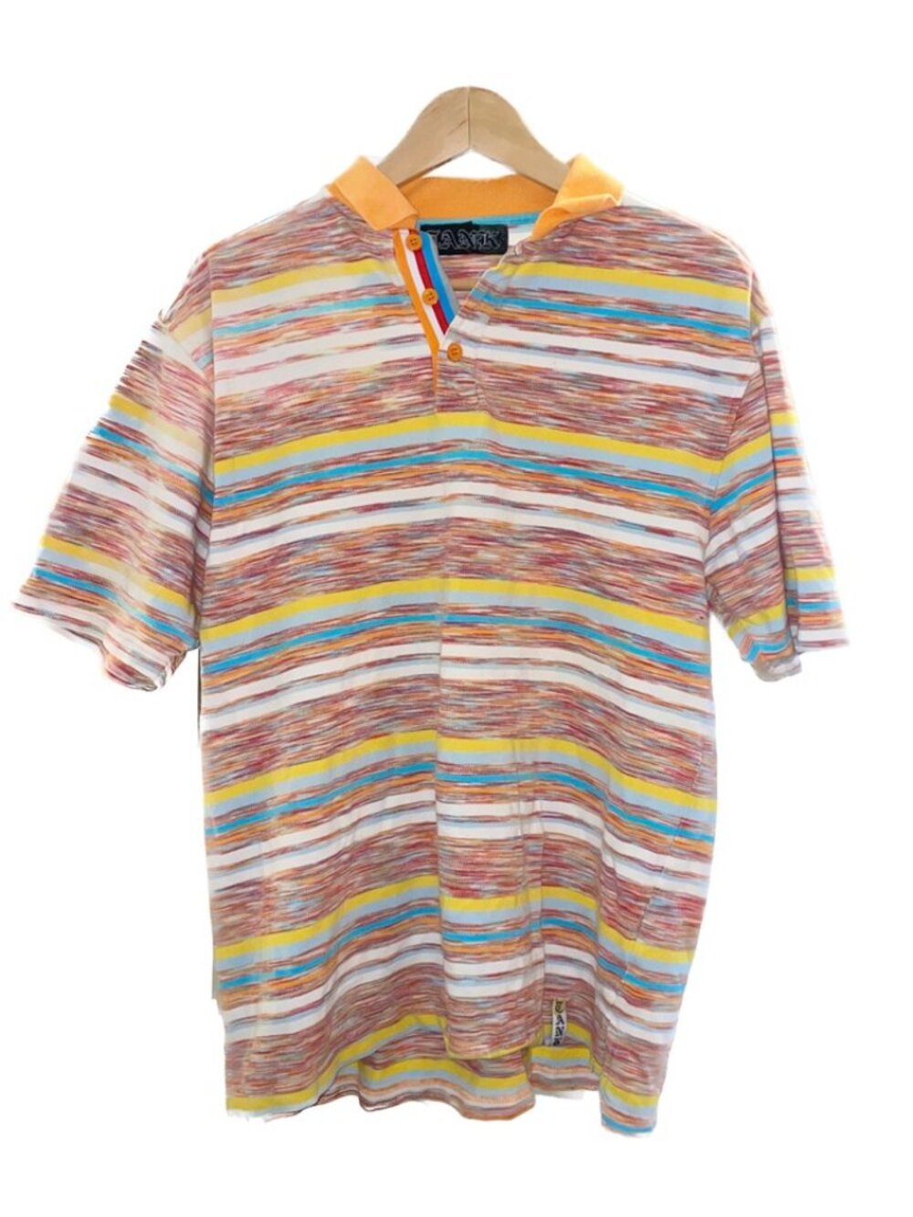 Vintage 90s TANK Striped Polo Shirt - Gothic Logo - Retro Streetwear